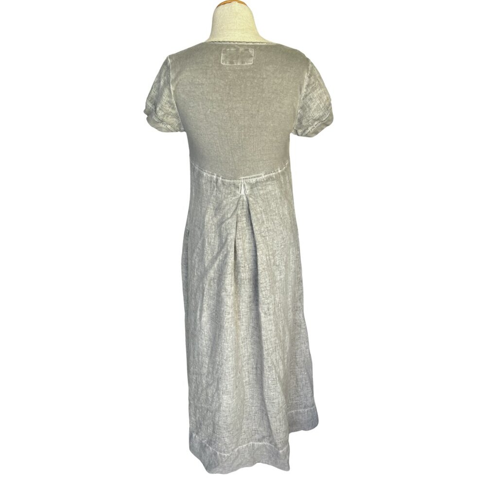 Grizas Dress Size Medium 100% Linen Grey Grey Layered‎ Lagenlook Midi Maxi - Picture 5 of 12